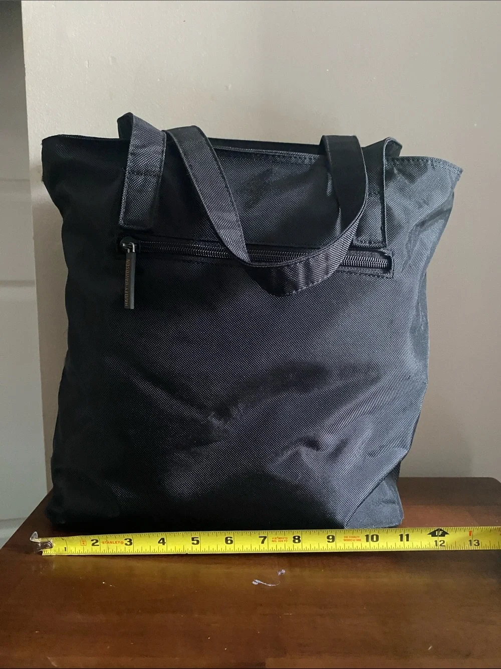 Harley-Davidson Black Tote with Orange and Cream Stripe and Logo Patch - Picture 3 of 11